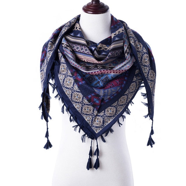 2018 New Fashion Warm Women Scarf Square Scarves Female Wraps Winter Autumn Tassel Printed Girl Shawls Blanket Scarf