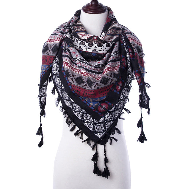 2018 New Fashion Warm Women Scarf Square Scarves Female Wraps Winter Autumn Tassel Printed Girl Shawls Blanket Scarf