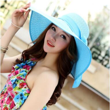 2018 New Summer large brim beach sun hat for women UV protection Female cap with big head foldable style fashion lady's sun cap