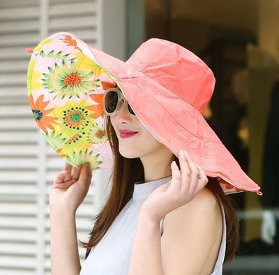 2018 New Summer large brim beach sun hat for women UV protection Female cap with big head foldable style fashion lady's sun cap