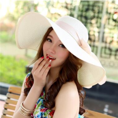 2018 New Summer large brim beach sun hat for women UV protection Female cap with big head foldable style fashion lady's sun cap