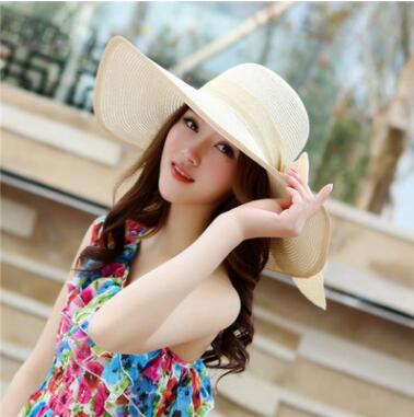 2018 New Summer large brim beach sun hat for women UV protection Female cap with big head foldable style fashion lady's sun cap