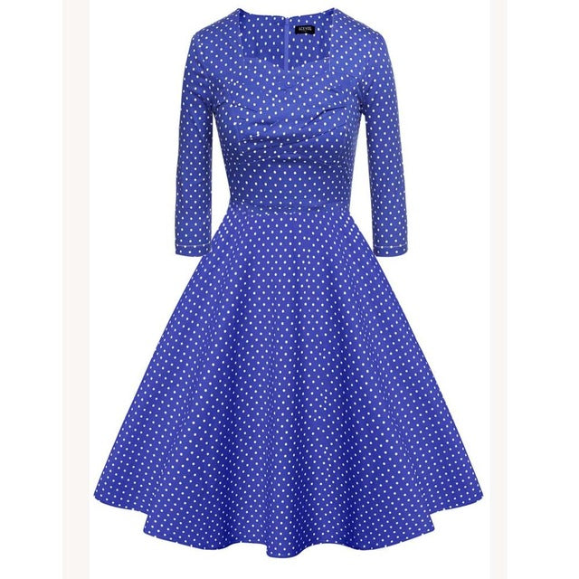 ACEVOG Brand 1950s Dress Autumn Spring 3/4 Sleeve Women Fashion Elegant Vintage Rockabilly Floral Swing Party Dresses 4 Styles