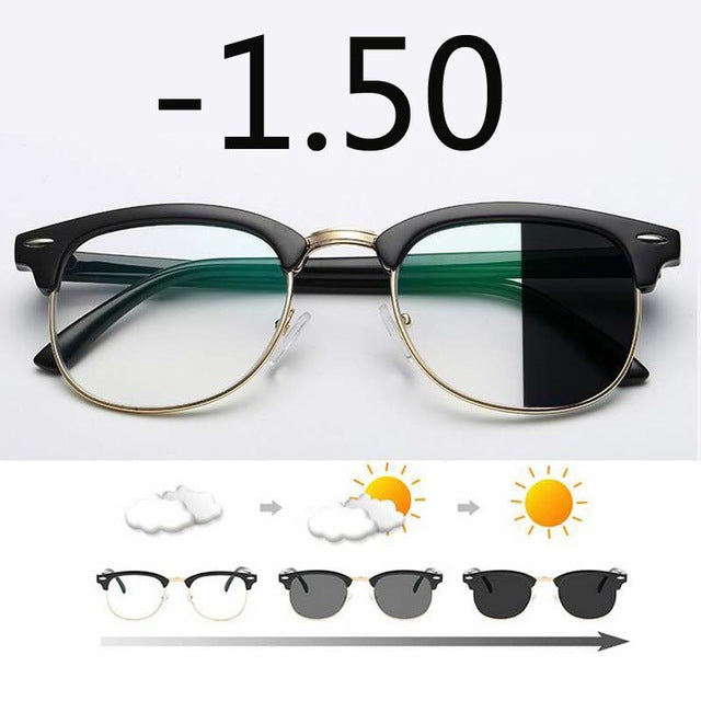 Anti Blue light Photochromic Eyewear Photosensitive Chameleon Anti-glare Change Color Lenes Prescription Myopia Glasses