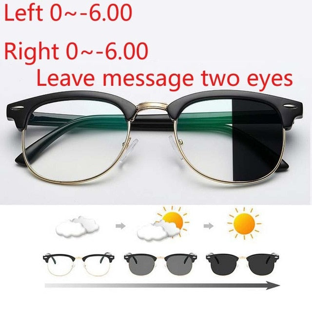 Anti Blue light Photochromic Eyewear Photosensitive Chameleon Anti-glare Change Color Lenes Prescription Myopia Glasses