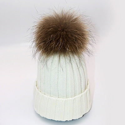 Arherigele Fur Ball Cap Pom Poms Winter Hat for Women Girl 's Hat Knitted Beanies Cap Thick Female Cap Women's Skullies Beanies