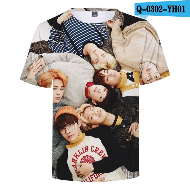Bangtan Boys 3D T shirt Women Summer Anime Short Sleeve T-shirts BTS Funny Cartoon Printing Tops and Tees For Men and Women