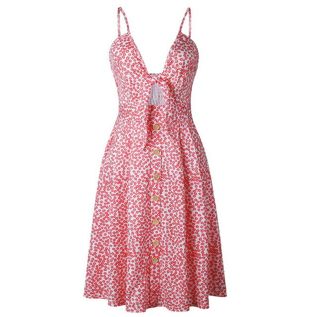 CALOFE Sexy Party Dress Women Sexy Bodycon Ladies Sundress Spaghetti Strap Backless Bandage Dress Female V-Neck Printed Dresses