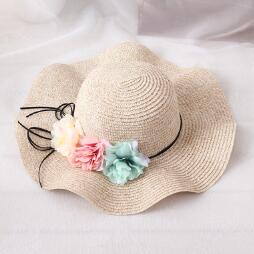 FLYBER Bohe Straw Sun Hats for Women Flowers Decro Summer Wave Wide Brim UV Protection Girls Foldable Chapeau Femme Beach Hats
