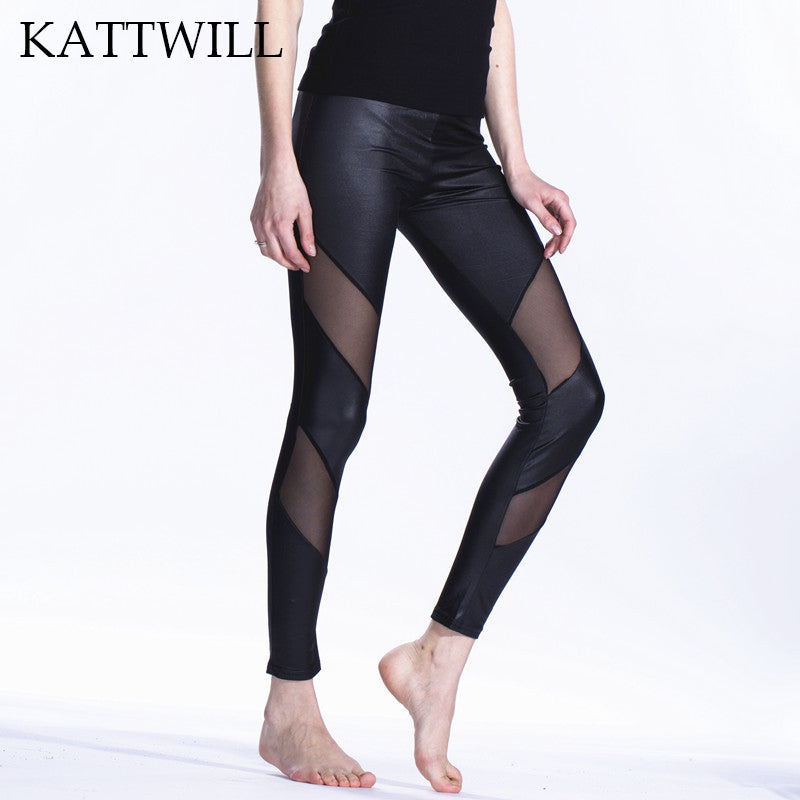 KATTWILL Women's Casual Fitness Stitching Mesh Stitching Leggings Workout Clothes Women High Quality Fashion Spring Pants