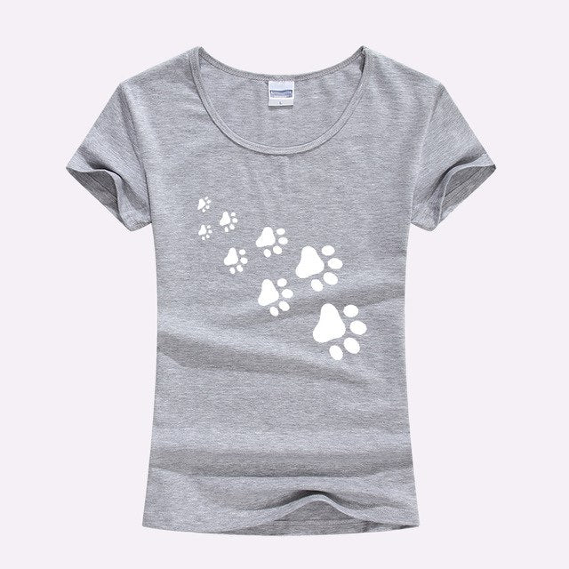 KOLVONANIG 2017 Summer Cat Paws Print Women Tshirt Cotton Funny Slim T Shirt For Lady Top Tee T-shirt For Girls Kawaii T-Shirt