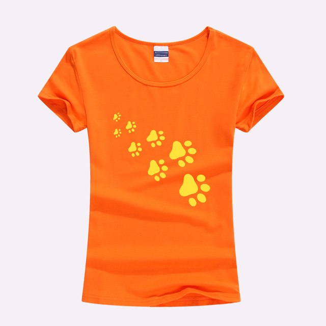 KOLVONANIG 2017 Summer Cat Paws Print Women Tshirt Cotton Funny Slim T Shirt For Lady Top Tee T-shirt For Girls Kawaii T-Shirt