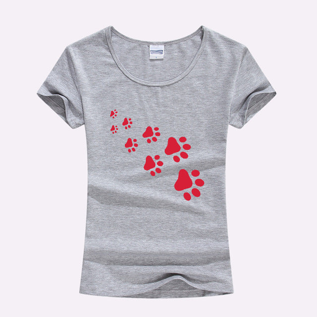 KOLVONANIG 2017 Summer Cat Paws Print Women Tshirt Cotton Funny Slim T Shirt For Lady Top Tee T-shirt For Girls Kawaii T-Shirt