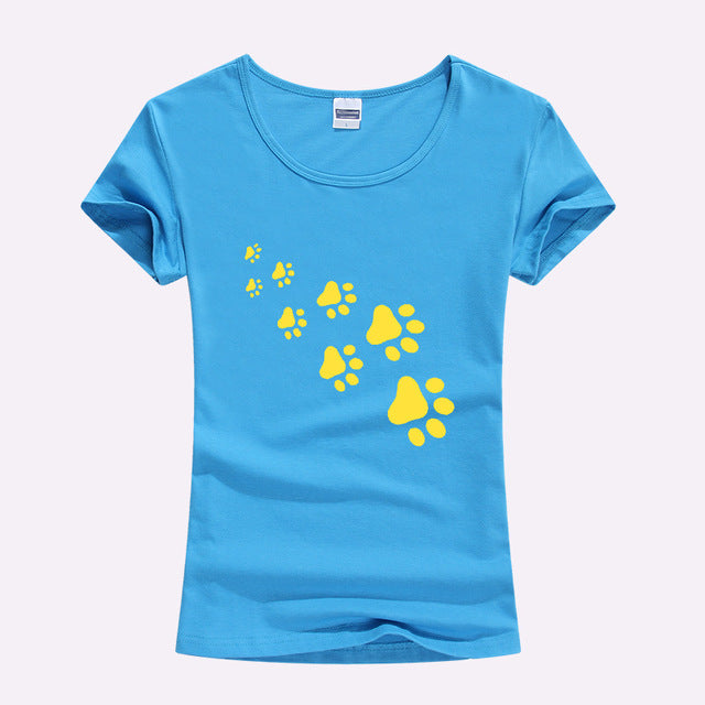 KOLVONANIG 2017 Summer Cat Paws Print Women Tshirt Cotton Funny Slim T Shirt For Lady Top Tee T-shirt For Girls Kawaii T-Shirt