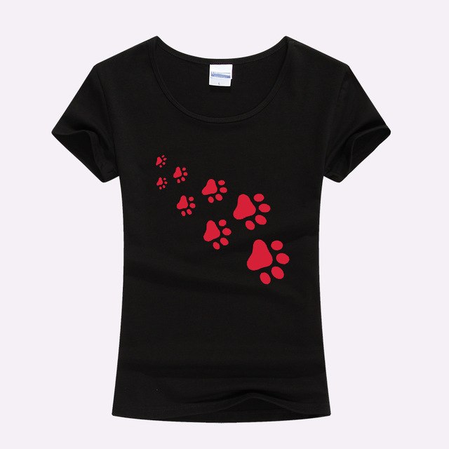 KOLVONANIG 2017 Summer Cat Paws Print Women Tshirt Cotton Funny Slim T Shirt For Lady Top Tee T-shirt For Girls Kawaii T-Shirt
