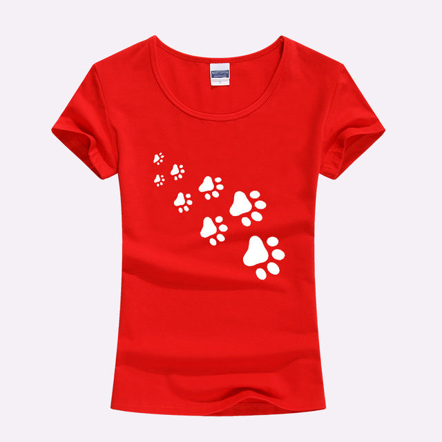 KOLVONANIG 2017 Summer Cat Paws Print Women Tshirt Cotton Funny Slim T Shirt For Lady Top Tee T-shirt For Girls Kawaii T-Shirt