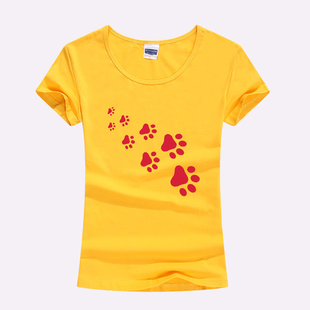 KOLVONANIG 2017 Summer Cat Paws Print Women Tshirt Cotton Funny Slim T Shirt For Lady Top Tee T-shirt For Girls Kawaii T-Shirt