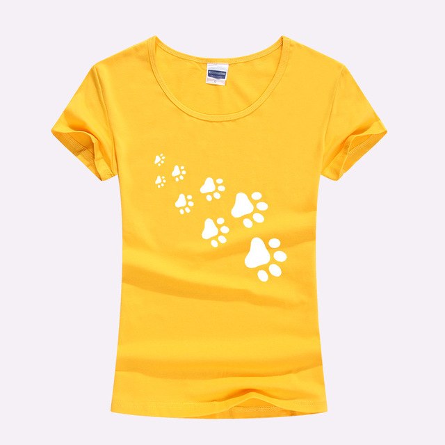KOLVONANIG 2017 Summer Cat Paws Print Women Tshirt Cotton Funny Slim T Shirt For Lady Top Tee T-shirt For Girls Kawaii T-Shirt