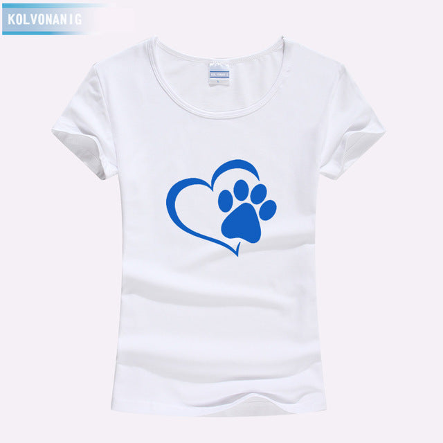 KOLVONANIG 2018 Summer Love Cat Paws Printed Women T-Shirt Cotton Casual Anime Top Tees Hipster Gray Black White Kawaii T Shirts