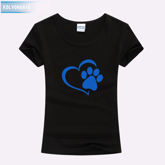 KOLVONANIG 2018 Summer Love Cat Paws Printed Women T-Shirt Cotton Casual Anime Top Tees Hipster Gray Black White Kawaii T Shirts