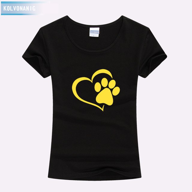 KOLVONANIG 2018 Summer Love Cat Paws Printed Women T-Shirt Cotton Casual Anime Top Tees Hipster Gray Black White Kawaii T Shirts