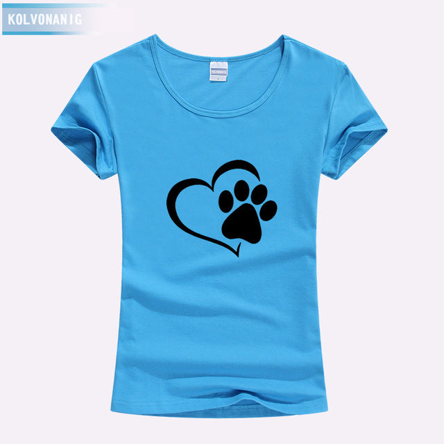 KOLVONANIG 2018 Summer Love Cat Paws Printed Women T-Shirt Cotton Casual Anime Top Tees Hipster Gray Black White Kawaii T Shirts