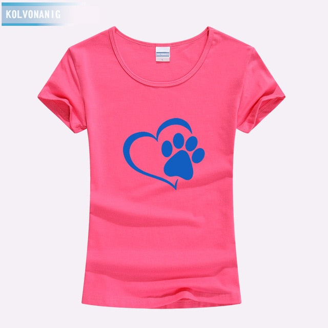 KOLVONANIG 2018 Summer Love Cat Paws Printed Women T-Shirt Cotton Casual Anime Top Tees Hipster Gray Black White Kawaii T Shirts