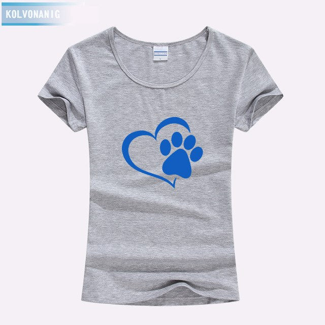 KOLVONANIG 2018 Summer Love Cat Paws Printed Women T-Shirt Cotton Casual Anime Top Tees Hipster Gray Black White Kawaii T Shirts
