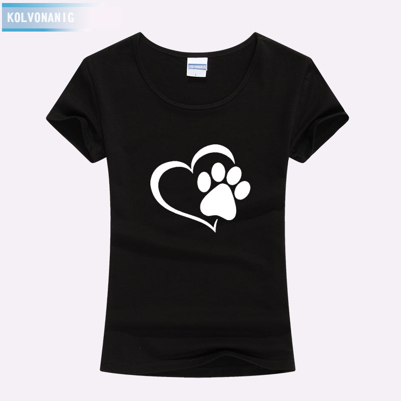 KOLVONANIG 2018 Summer Love Cat Paws Printed Women T-Shirt Cotton Casual Anime Top Tees Hipster Gray Black White Kawaii T Shirts