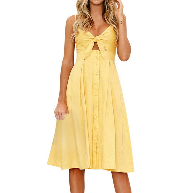 LAAMEI Sexy Party Dress Women Sexy Bodycon Ladies Sundress Spaghetti Strap Backless Bandage Dress Boho V-Neck Summer Dresses