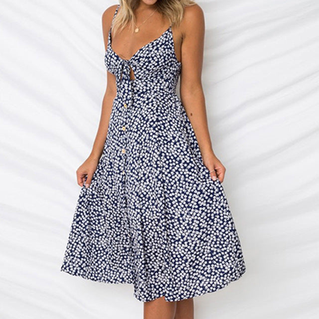 LAAMEI Sexy Party Dress Women Sexy Bodycon Ladies Sundress Spaghetti Strap Backless Bandage Dress Boho V-Neck Summer Dresses