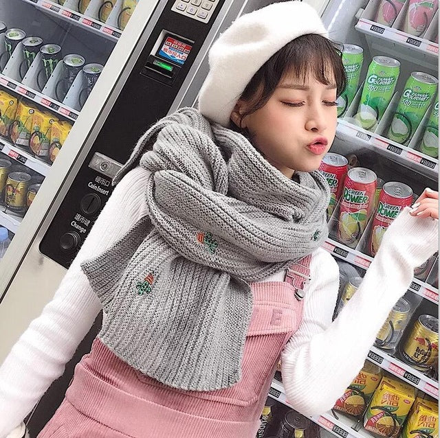 Mingjiebihuo New fashion scarf female winter Korean students wild knit long thick warm Harajuku style small fresh wool collar