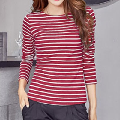 T Shirt Female Short Sleeve Stripped Summer Women Clothes 2018 Women's Clothing Casual T-Shirts Top Cotton Tee Plus Size #B88