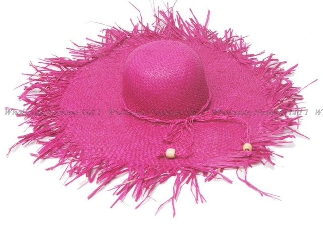 Wholesale 10pcs Ladies Big Wide Brim Raffia Straw Hats Womens Plain Large Beach Summer Sun Straw Caps Fringed Nature Brimmed Cap