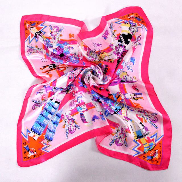 Women Black White 100% Silk Big Square Silk Scarves Printed Fashion Plaid Crepe Satin Scarf Shawl Spring Autumn Scarf Cape 90cm