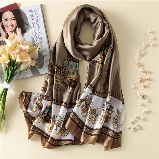 Women's Fashion Silk Scarf Little Bee Printed Scarves High Quality Beach Long Shawls Wraps Femme Foulard 2018 Summer Bandana