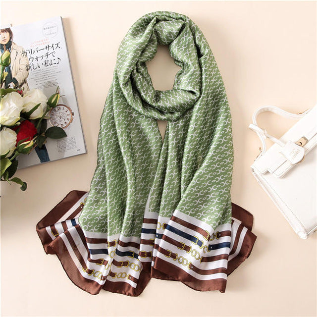 Women's Fashion Silk Scarf Little Bee Printed Scarves High Quality Beach Long Shawls Wraps Femme Foulard 2018 Summer Bandana