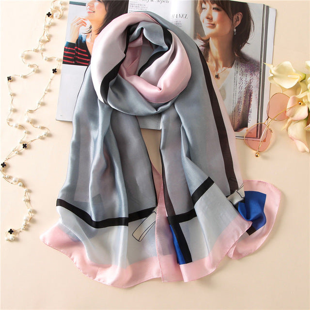 Women's Fashion Silk Scarf Little Bee Printed Scarves High Quality Beach Long Shawls Wraps Femme Foulard 2018 Summer Bandana