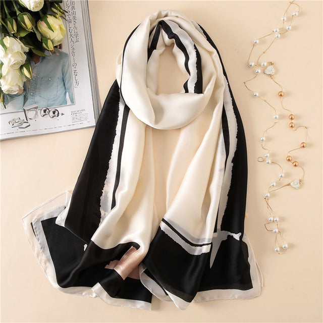 Women's Fashion Silk Scarf Little Bee Printed Scarves High Quality Beach Long Shawls Wraps Femme Foulard 2018 Summer Bandana