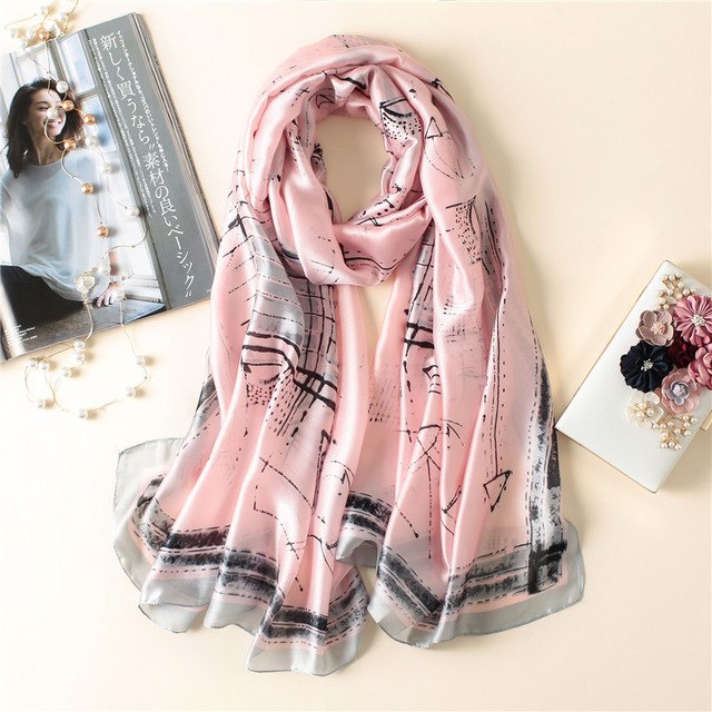 Women's Fashion Silk Scarf Little Bee Printed Scarves High Quality Beach Long Shawls Wraps Femme Foulard 2018 Summer Bandana