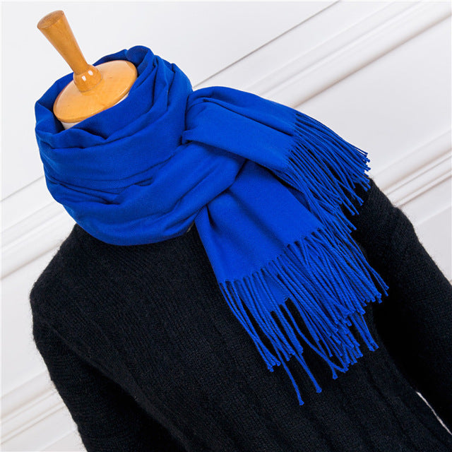women men solid color cashmere feel scarves femal winter warm thick wool scarf high quality pashmina big shawls wraps for Ladies