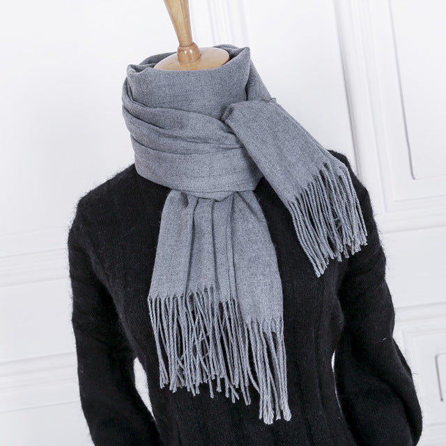 women men solid color cashmere feel scarves femal winter warm thick wool scarf high quality pashmina big shawls wraps for Ladies