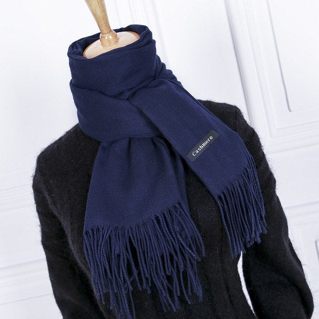 women men solid color cashmere feel scarves femal winter warm thick wool scarf high quality pashmina big shawls wraps for Ladies