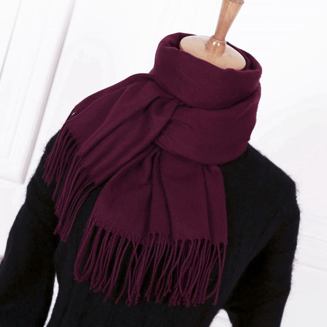women men solid color cashmere feel scarves femal winter warm thick wool scarf high quality pashmina big shawls wraps for Ladies