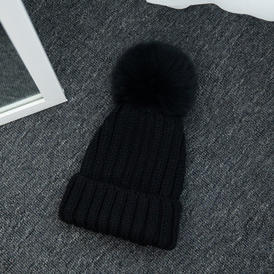 1Pcs Winter Beanies Hat For Adult And Kids Knitted Skullies Casual Cap With Fur Pompom Solid Colors Ski Gorros Cap Bonnet Hats