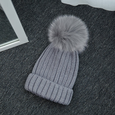 1Pcs Winter Beanies Hat For Adult And Kids Knitted Skullies Casual Cap With Fur Pompom Solid Colors Ski Gorros Cap Bonnet Hats