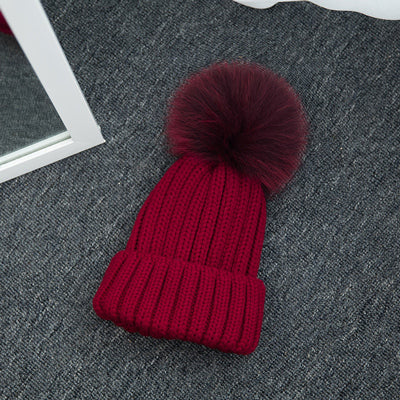 1Pcs Winter Beanies Hat For Adult And Kids Knitted Skullies Casual Cap With Fur Pompom Solid Colors Ski Gorros Cap Bonnet Hats
