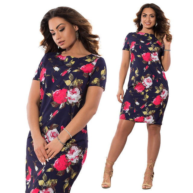 2017 Autumn Plus Size Dress Europe Female Fashion Printing Large Sizes Pencil Midi Dress Women's Big Size Clothing 6XL Vestidos