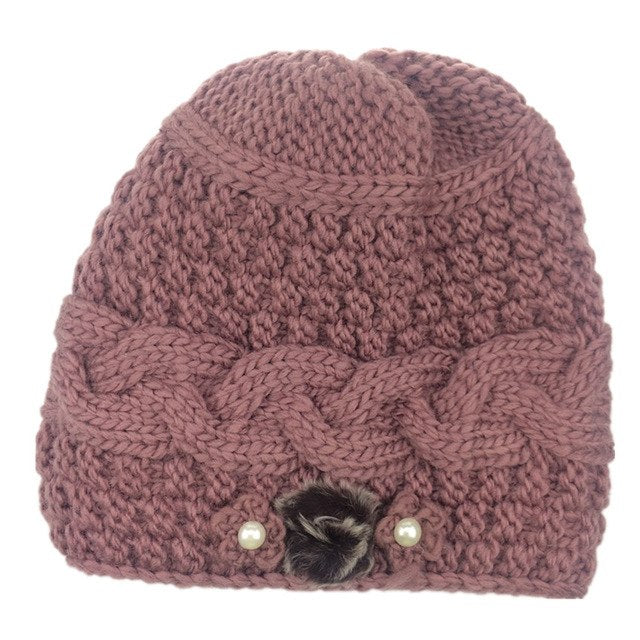 2017 Double Layer Winter Hat for Women Girls Hat Knitted Beanies & Skullies Cap Thick Fmale Cap With Velvet KC121