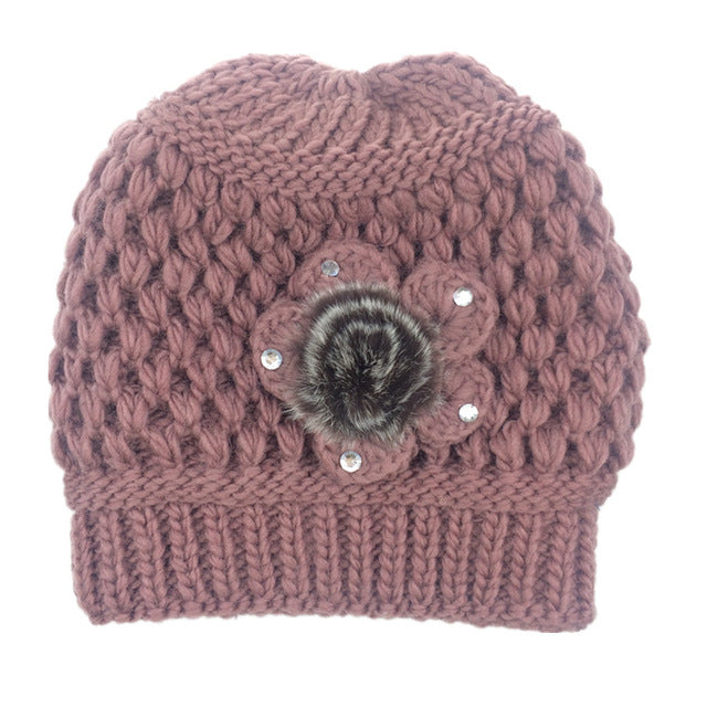 2017 Double Layer Winter Hat for Women Girls Hat Knitted Beanies & Skullies Cap Thick Fmale Cap With Velvet KC121
